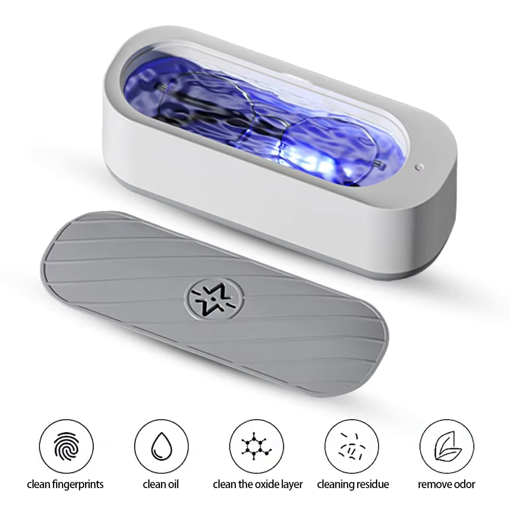 Ultrasonic Jewelry Cleaner Machine, Professional Sonic Cleaner with One-Touch, Rechargeable for Rings Glasses Dentures