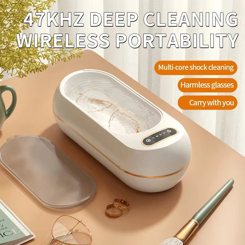 45KHz Multi-Purpose Ultrasonic Cleaner for Glasses & Jewelry - High-Frequency Bath with Safe & Efficient Cleaning, Home