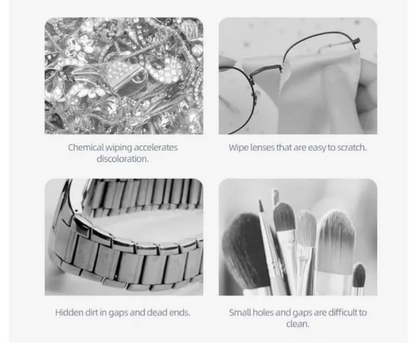 Ultrasonic Jewelry Cleaner Machine, Professional Sonic Cleaner with One-Touch, Rechargeable for Rings Glasses Dentures