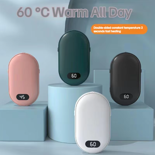 USB Rechargeable Hand Warmer Power Bank – 2-in-1 Mini Electric Heater.