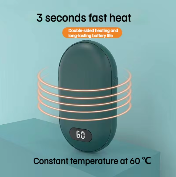 USB Rechargeable Hand Warmer Power Bank – 2-in-1 Mini Electric Heater.