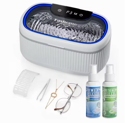 550ml Ultrasonic Cleaner, 45kHz Portable Jewelry Glasses Cleaning Machine, Deep Cleaning Ultrasound Appliance With 100ml Cleaning Solution, 5 Timer, 3 Power Levels, Degas Mode