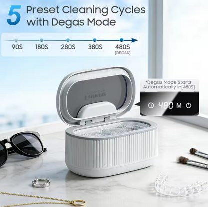 550ml Ultrasonic Cleaner, 45kHz Portable Jewelry Glasses Cleaning Machine, Deep Cleaning Ultrasound Appliance With 100ml Cleaning Solution, 5 Timer, 3 Power Levels, Degas Mode