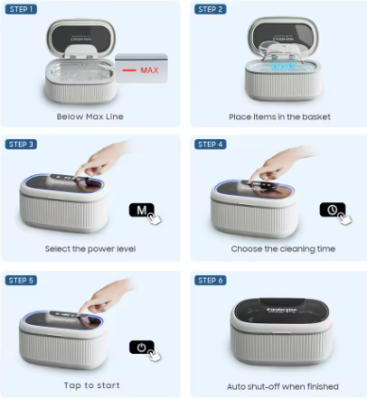 550ml Ultrasonic Cleaner, 45kHz Portable Jewelry Glasses Cleaning Machine, Deep Cleaning Ultrasound Appliance With 100ml Cleaning Solution, 5 Timer, 3 Power Levels, Degas Mode