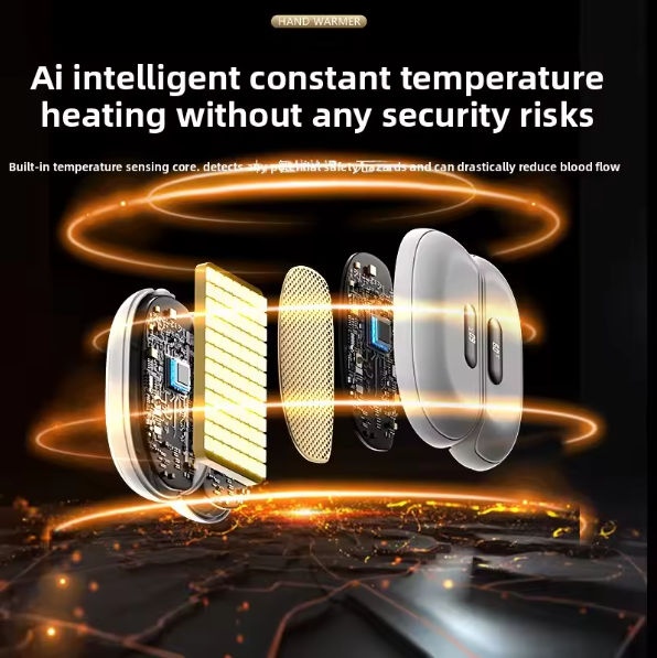 Magnetic Hand Warmer, USB Charging, Detachable Hand Warmer, Digital Temperature Display Portable Heater Two-Part Format